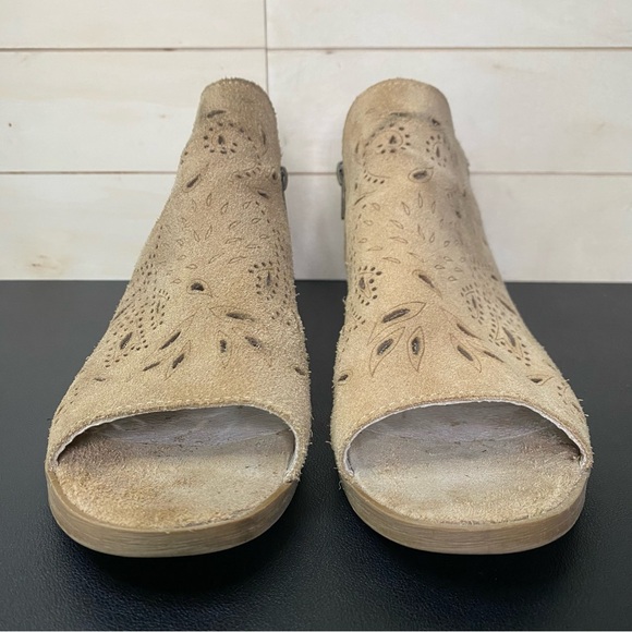 Coolway Nelia Open Toe Booties Women's Size 8 Shoes EU39 Tan Suede Leather Zip - Picture 5 of 11